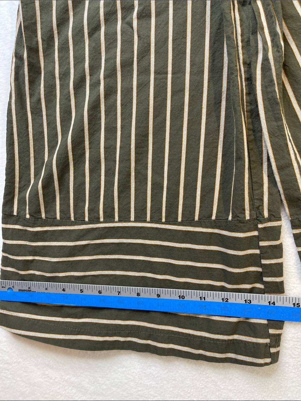 SHE+SKY WOMENS SIZE Large Striped Olive Green Wide-Leg Jumpsuit WOMEN SIZE LARGE - Picture 3 of 9